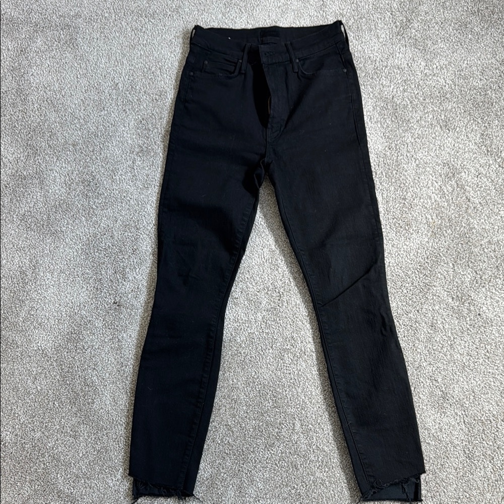 MOTHER Black Skinny Jeans Tapered Sleek Fit
